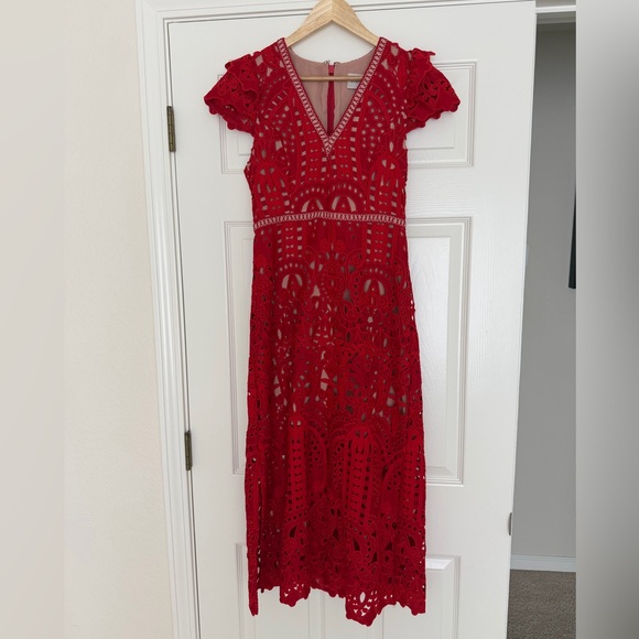 Adelyn Rae Red Lace Midi Dress, size S, NWT - Picture 3 of 11